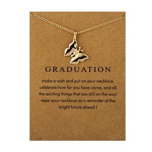 Gold "Graduation" Graceful Butterfly Carded Pendant Necklace